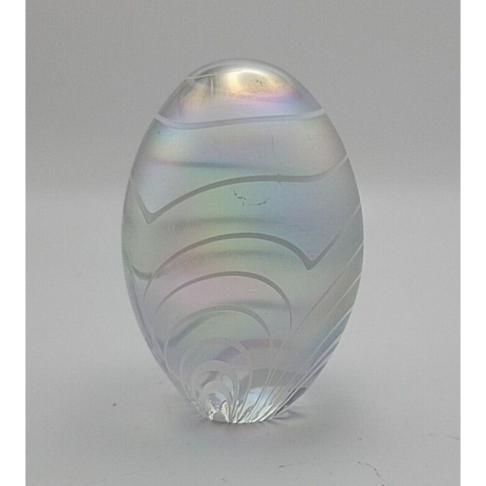 Vintage Iridescent Art Glass EGG Paperweight Rainbow EUC Beautiful Egg! - Picture 2 of 6